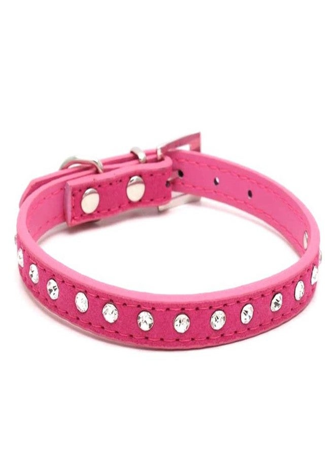 Weimostar XXS Dog Collar for Small Dogs Bling Puppy Diamond Rhinestone Crystal Pet Kitten Collars for Adjustable XSmall Medium Large Breed Girl Boys Female Male Hot Pink - Image 2